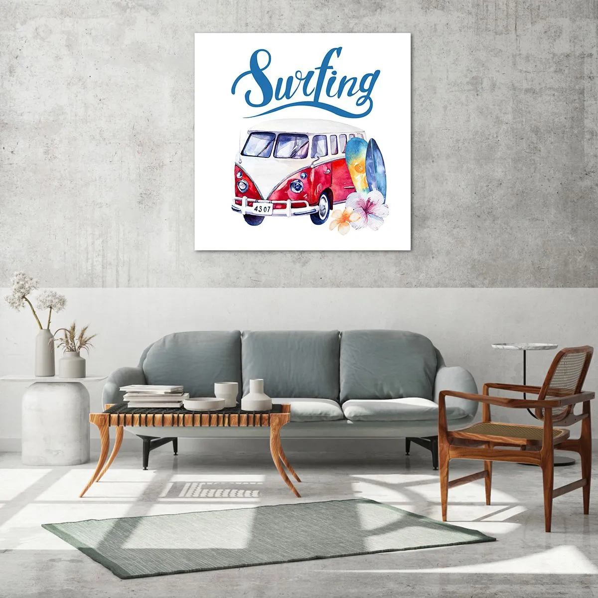 Glasbild - Bild auf glas - Gurke - ein Klassiker für einen Surfer - 70x70 cm