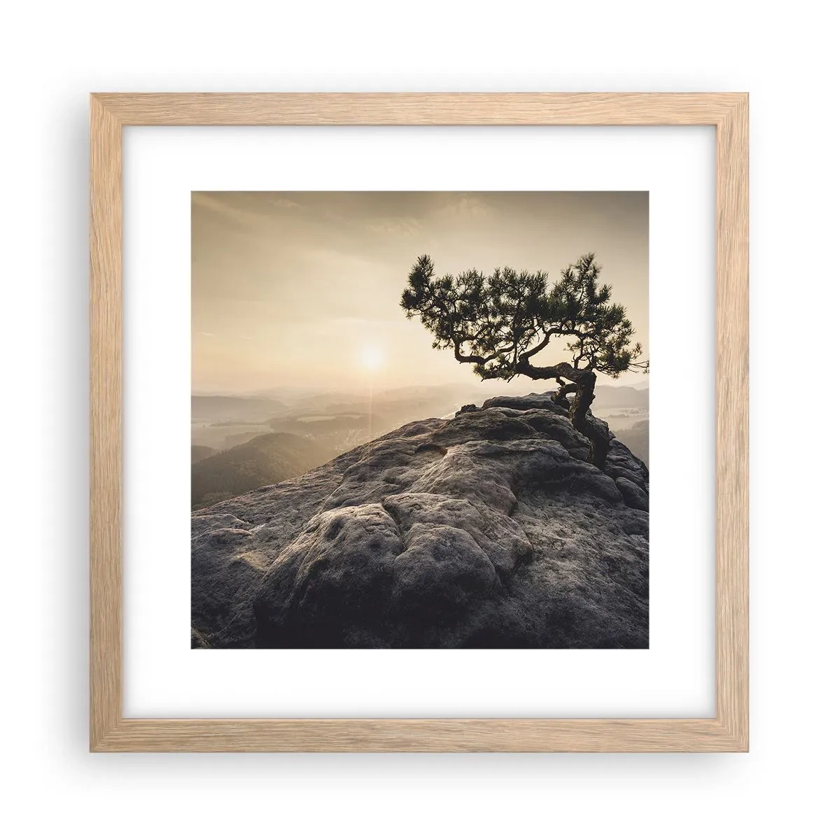 Poster in einem Rahmen aus heller Eiche - Das Leben gewinnt immer - 30x30 cm