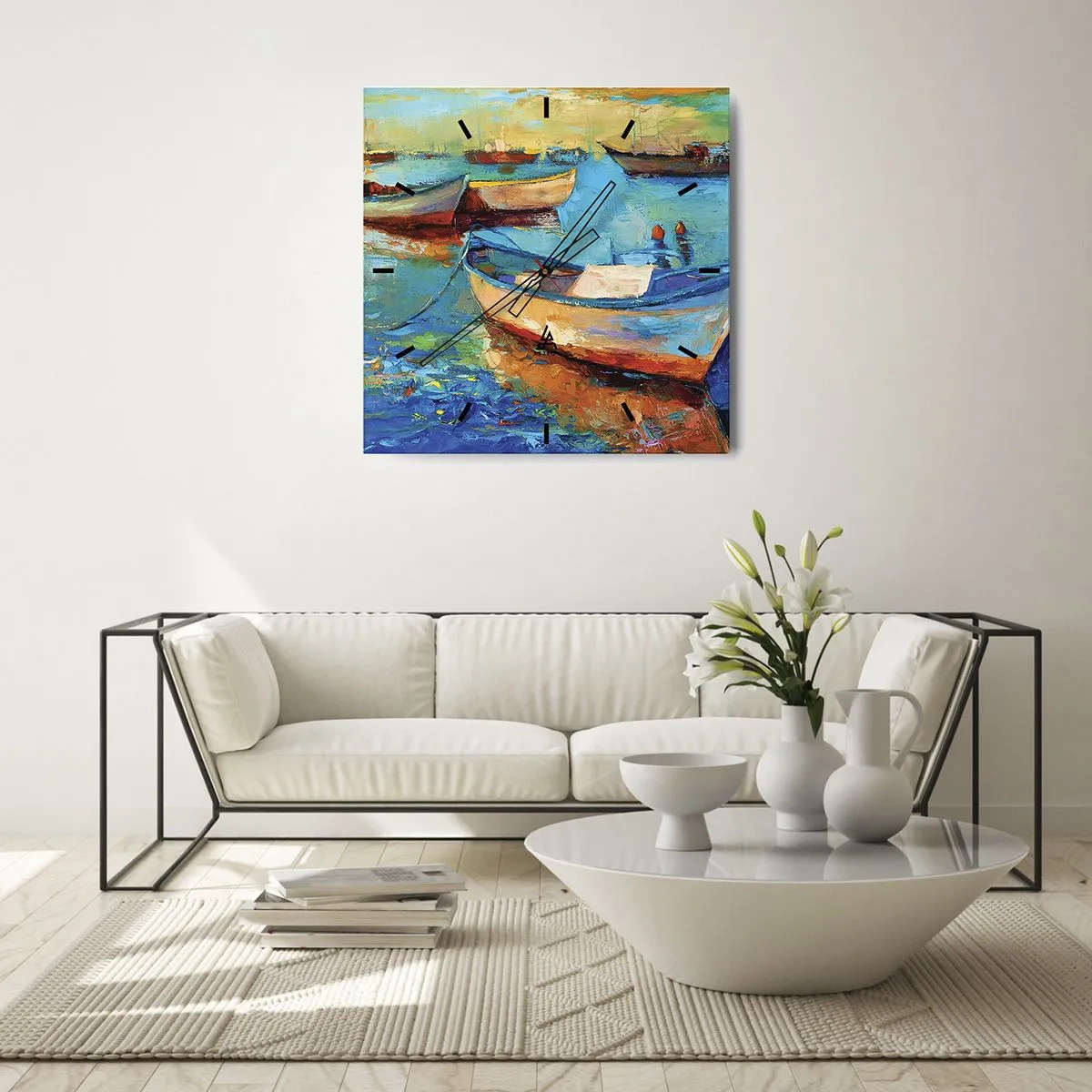 Wanduhr - Glasuhr - In der südlichen Bucht - 40x40 cm