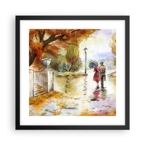 Poster in einem schwarzem Rahmen - Romantischer Herbst im Park - 40x40 cm