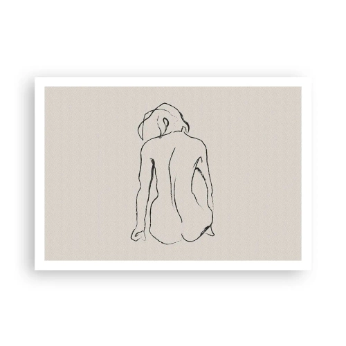 Poster - Eine subtile Skizze der Silhouette eines Mädchens von hinten - 100x70cm - Mädchenakt - Moderne Wanddekoration für Wohnzimmer und Schlafzimmer ARTTOR