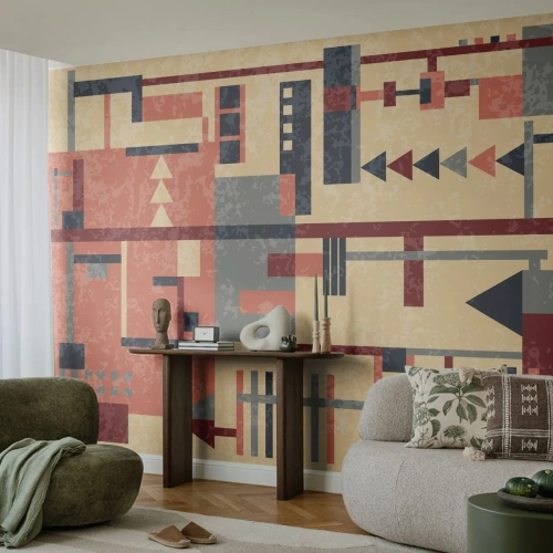 Fototapete Standard Eco - Eine Kombination aus Vertikalen und Ebenen - Abstraktion, Stück, Modernes Muster - 500x350 cm