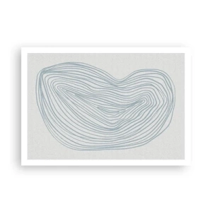 Poster - Abstraktes Wellenmotiv in zartem Blau - 100x70cm - Das Lächeln der Wassertropfen - Moderne Wanddekoration für Wohnzimmer und Schlafzimmer ARTTOR