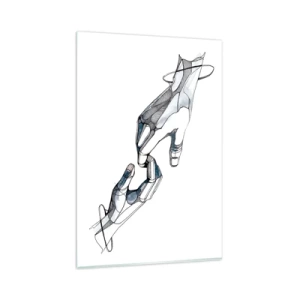 Glasbild - Bild auf glas - Künstlerische Darstellung einer Hand in minimalistischer und geometrischer Form - 80x120cm - Eine gute Geste - Moderne Wanddekoration für Wohnzimmer und Schlafzimmer ARTTOR