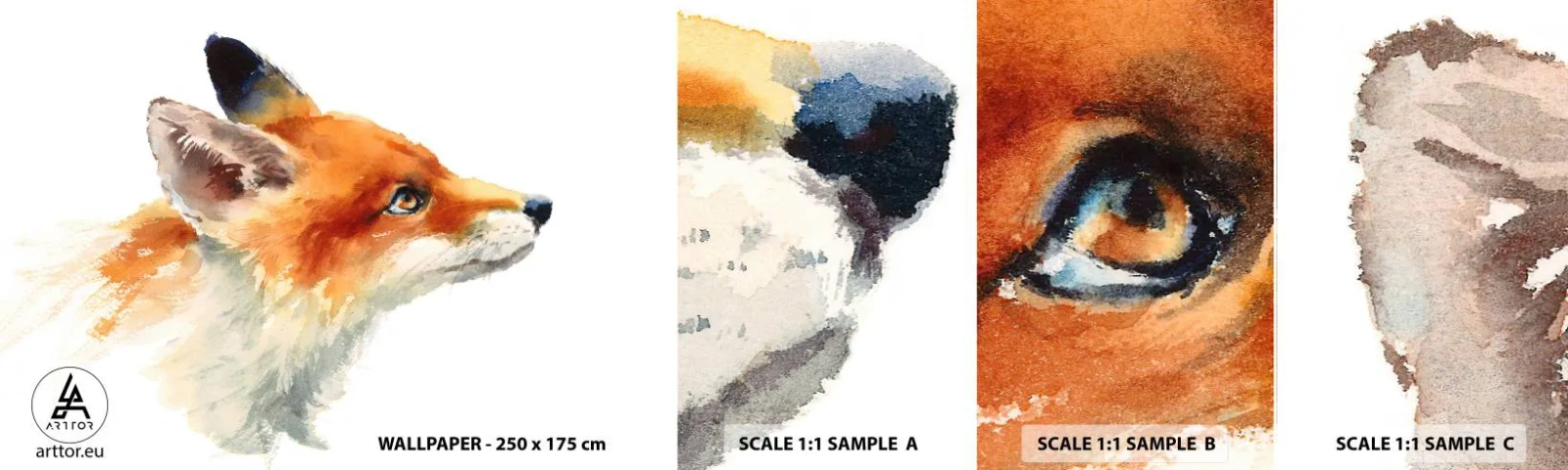 Fototapeten Muster Selbstklebend Deluxe Sticker - Man kann nie vorsichtig genug sein - Tiere, Fuchs, Abstraktion - 100x30 cm