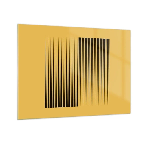 Glasbild - Bild auf glas - Schwarze vertikale Linien erzeugen eine geometrische Illusion - 70x50cm - Quadratur der Gegensätze - Moderne Wanddekoration für Wohnzimmer und Schlafzimmer ARTTOR