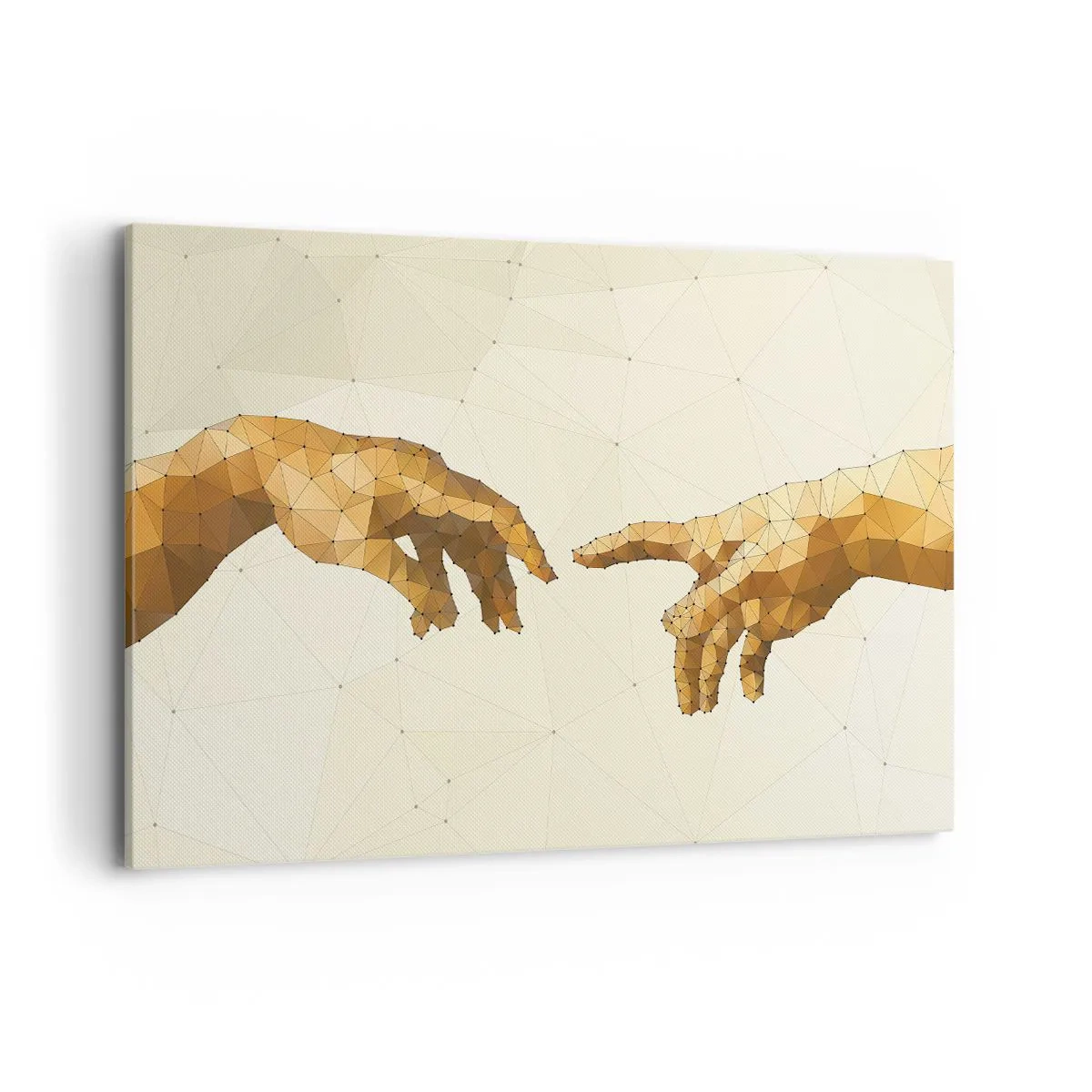 Bild auf Leinwand - Leinwandbild - Geometrische Hände, die sich vor hellem Hintergrund nacheinander ausstrecken - 120x80cm - Göttliche Geometrie - Moderne Wanddekoration für Wohnzimmer und Schlafzimmer ARTTOR