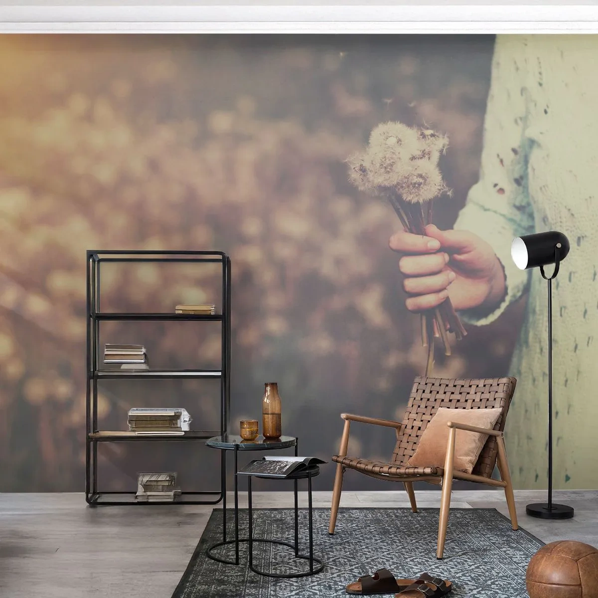 Fototapete Premium Canvas - Bitte behalte sie - Löwenzahn, Wiese, Natur - 400x280 cm