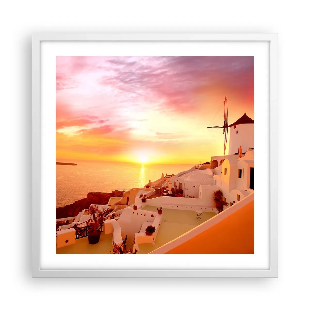 Poster in einem weißen Rahmen - In Weiß und Gold schmelzen - 50x50 cm