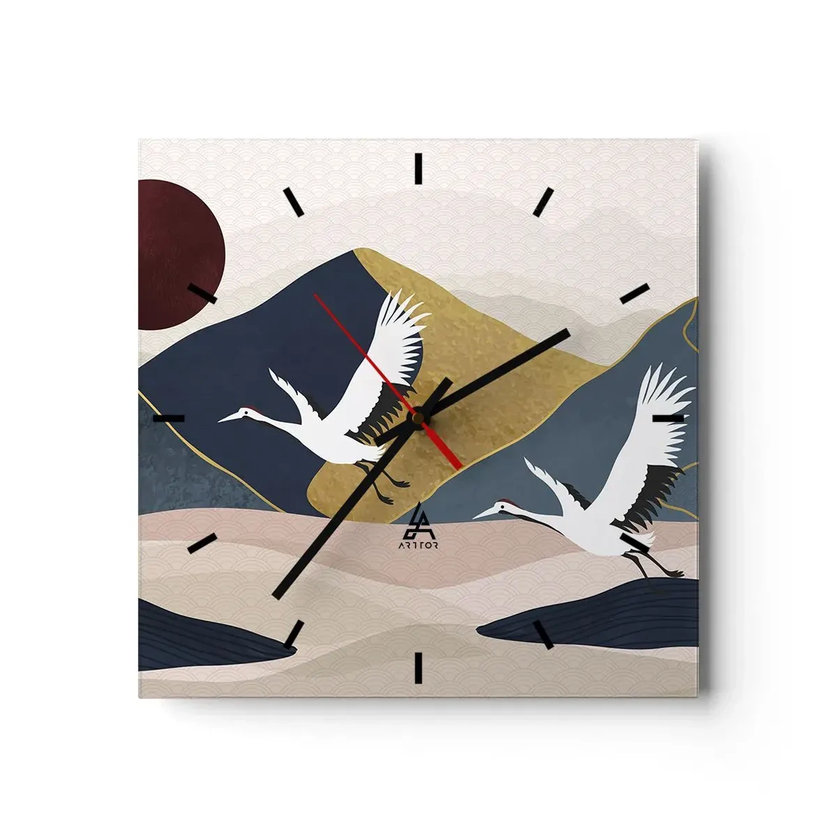 Wanduhr - Glasuhr - Es ist wieder ein Tag VERFLOGEN - 40x40 cm