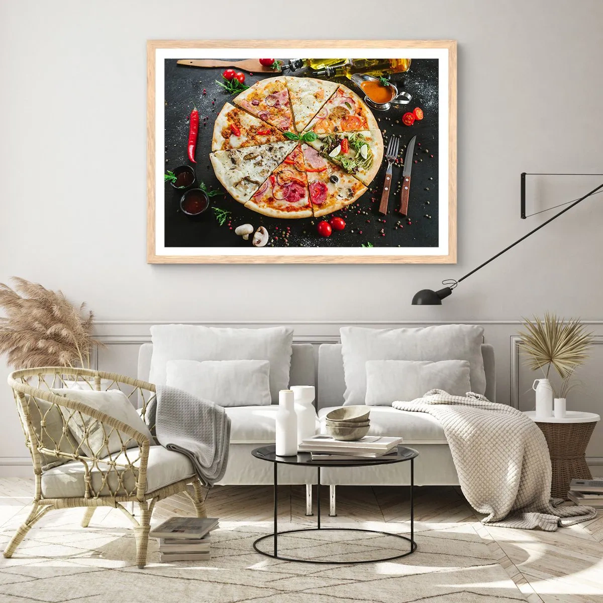 Poster in einem Rahmen aus heller Eiche - Eine Reihe von Geschmacksrichtungen - 50x40 cm