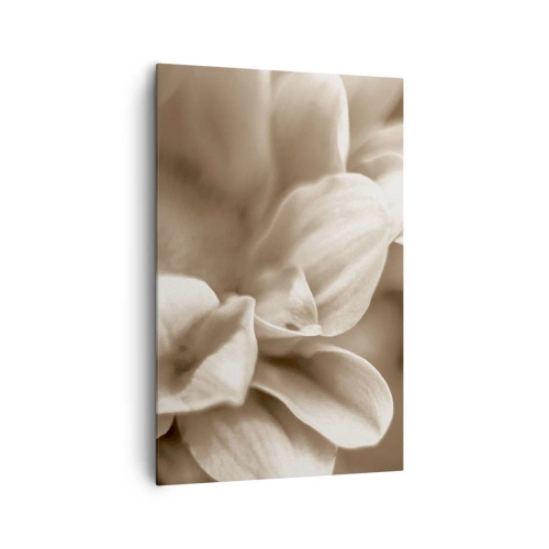 Bild auf Leinwand - Leinwandbild - Nahaufnahme von Blüten in zartem Sepia-Ton mit weichen Konturen - 80x120cm - So sanft wie ein Lächeln - Moderne Wanddekoration für Wohnzimmer und Schlafzimmer ARTTOR