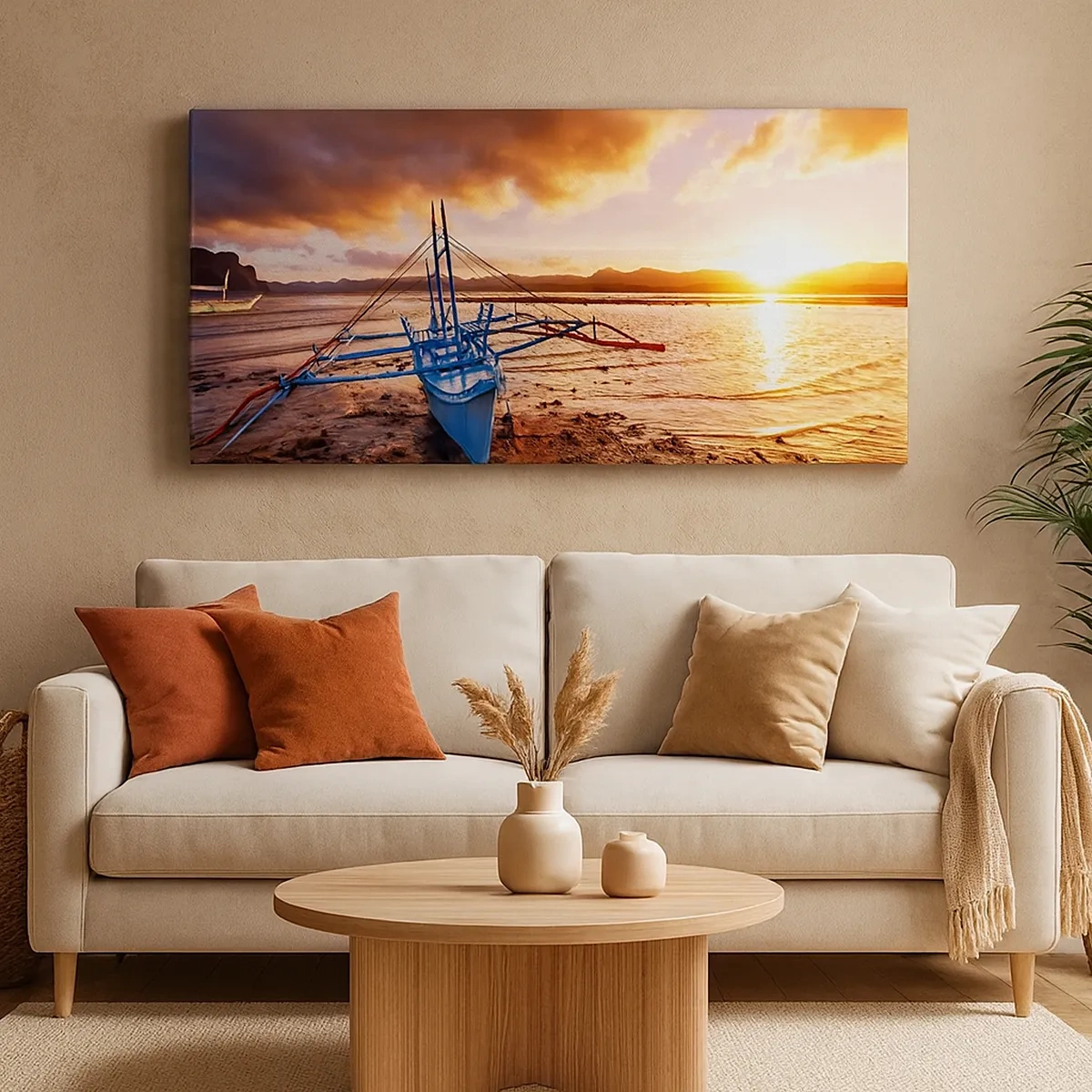 Bild auf Leinwand - Leinwandbild - Nach einem Tag sich im Sand ausstrecken - 30x30 cm