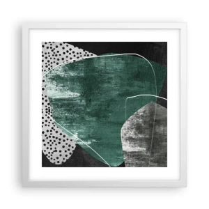 Poster in einem weißen Rahmen - Bunte Abstraktion mit Blattgold - 40x40 cm