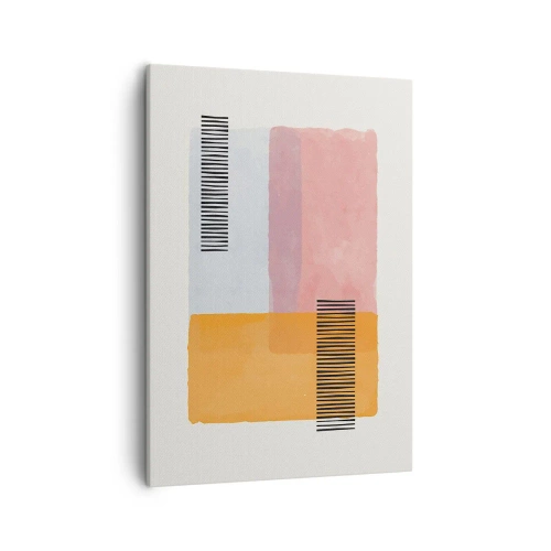 Bild auf Leinwand - Leinwandbild - Geometrie in Pastellfarben mit Linien auf hellem Hintergrund - 50x70cm - Von Ecke zu Ecke - Moderne Wanddekoration für Wohnzimmer und Schlafzimmer ARTTOR