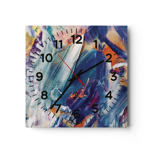 Wanduhr - Glasuhr - Farbverwirrung - 40x40 cm