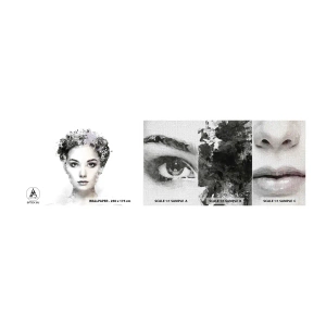 Fototapeten Muster Premium Canvas - Ein äußerst stilvolles Portrait - Das Gesicht einer Frau, Frau, Abstraktion - 100x30 cm