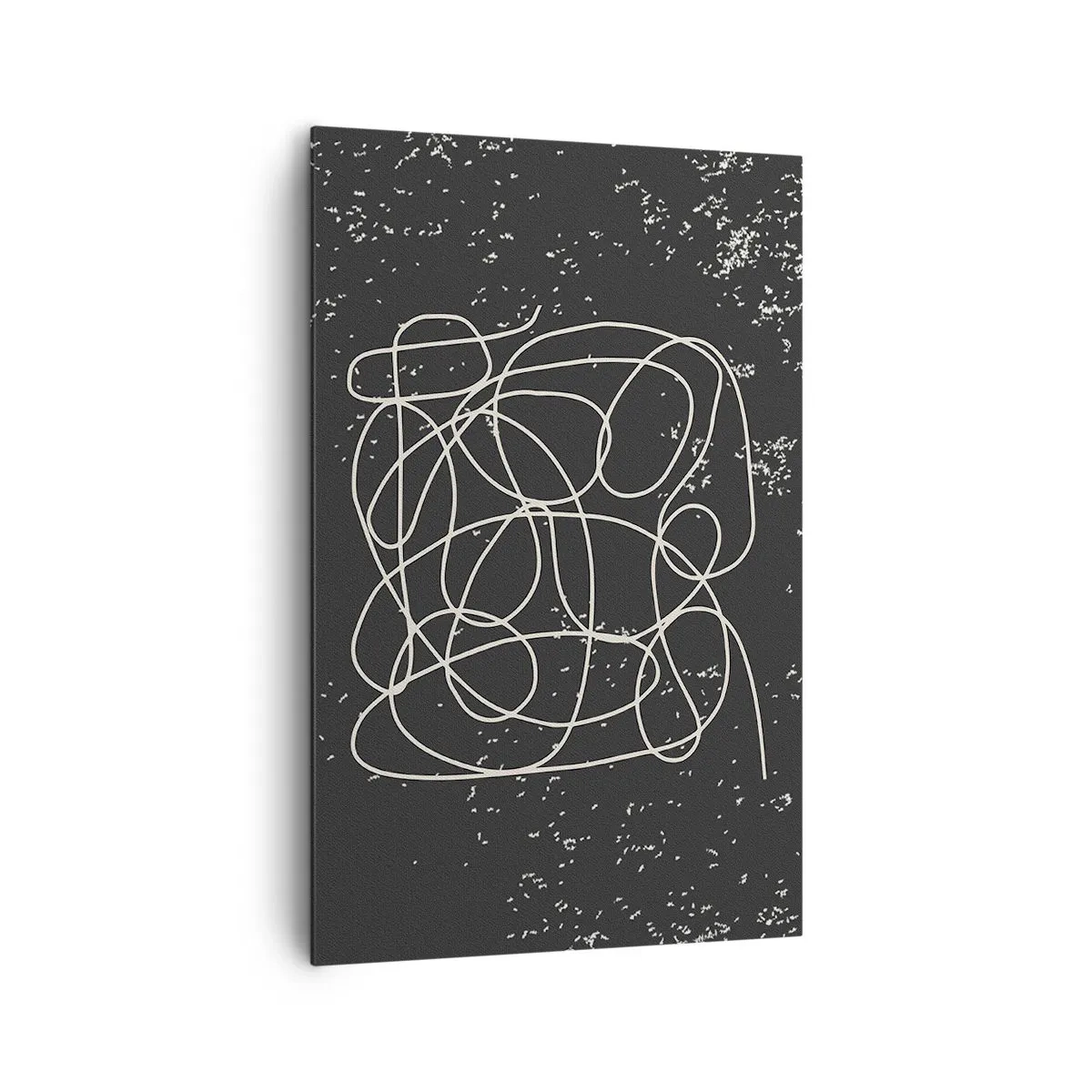 Bild auf Leinwand - Leinwandbild - Abstrakte Linie auf schwarzem Hintergrund mit feinen Details - 80x120cm - Wandernde, umherschweifende Gedanken - Moderne Wanddekoration für Wohnzimmer und Schlafzimmer ARTTOR