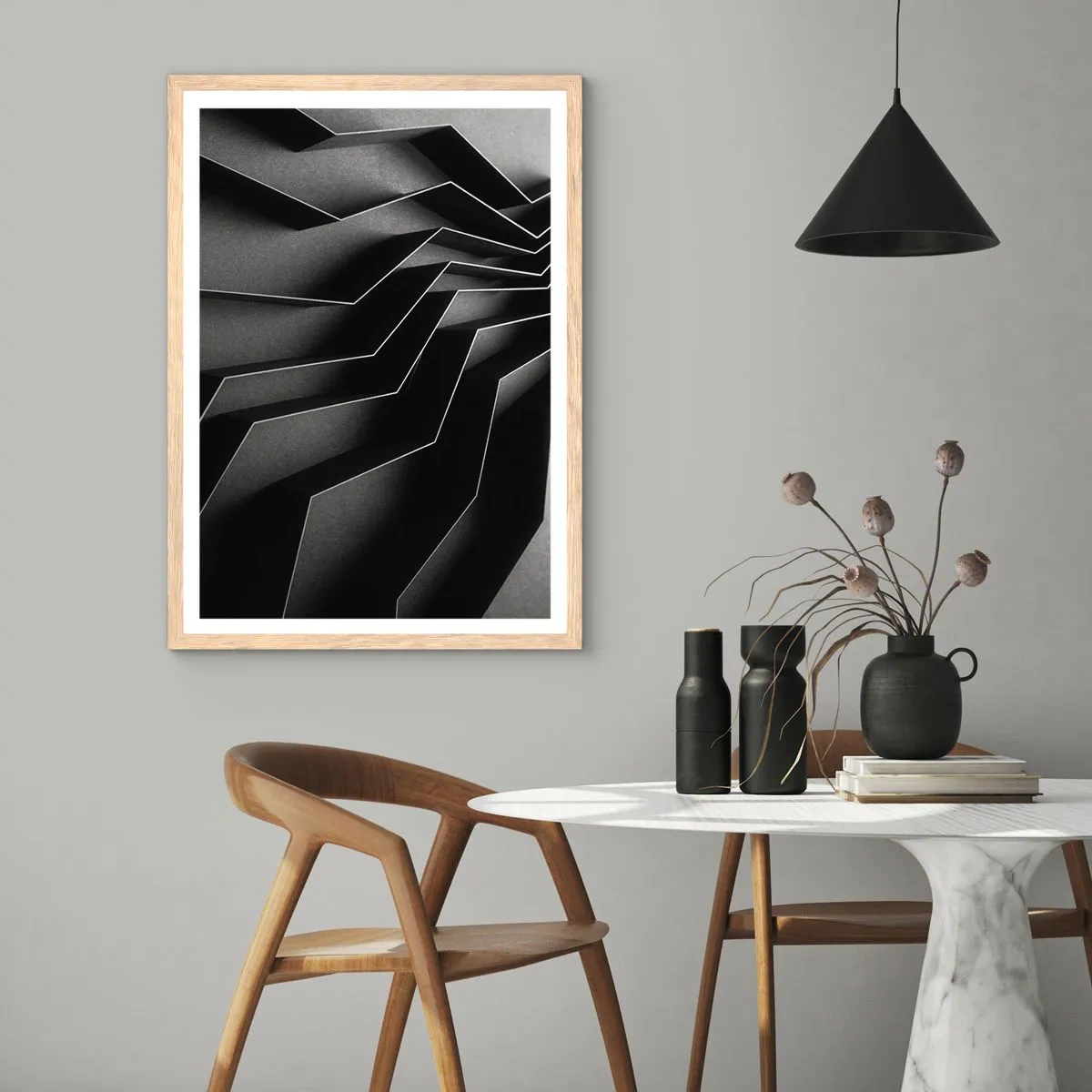 Poster in einem Rahmen aus heller Eiche - Räumliche Ordnung - 70x100 cm