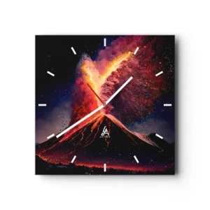 Wanduhr - Glasuhr - Ein einzigartiger Vulkanausbruch bei Nacht mit dynamischen Farben. - 30x30cm - Schönheit und Horror - Moderne Wanddekoration für Wohnzimmer und Schlafzimmer ARTTOR