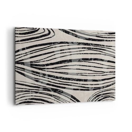 Bild auf Leinwand - Leinwandbild - Abstrakte Wellen in Schwarz-Weiß-Tönen - 120x80cm - Linienpool - Moderne Wanddekoration für Wohnzimmer und Schlafzimmer ARTTOR