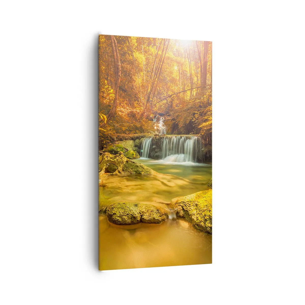 Bild auf Leinwand - Leinwandbild - Waldkaskade in Gold - 65x120 cm