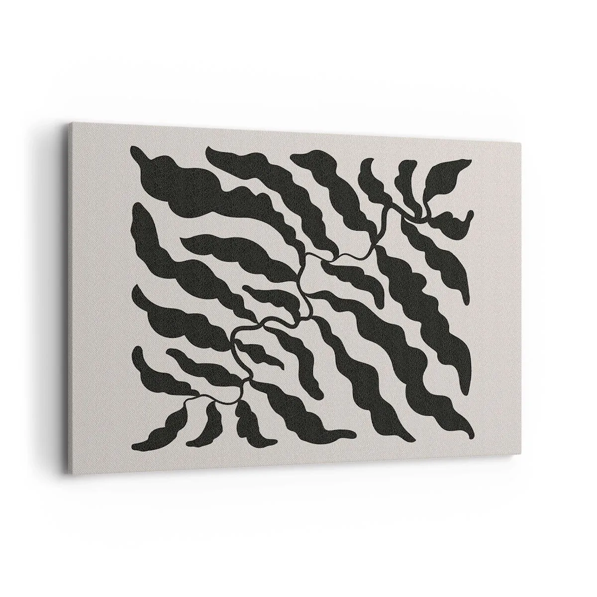 Bild auf Leinwand - Leinwandbild - Zweige mit Blättern in Schwarz auf hellem Hintergrund - 100x70cm - Natur des Quadrats - Moderne Wanddekoration für Wohnzimmer und Schlafzimmer ARTTOR