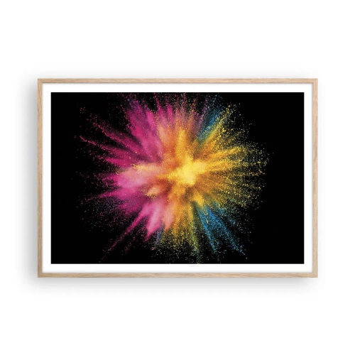 Poster in einem Rahmen aus heller Eiche - Die Geburt der Farben - 100x70 cm