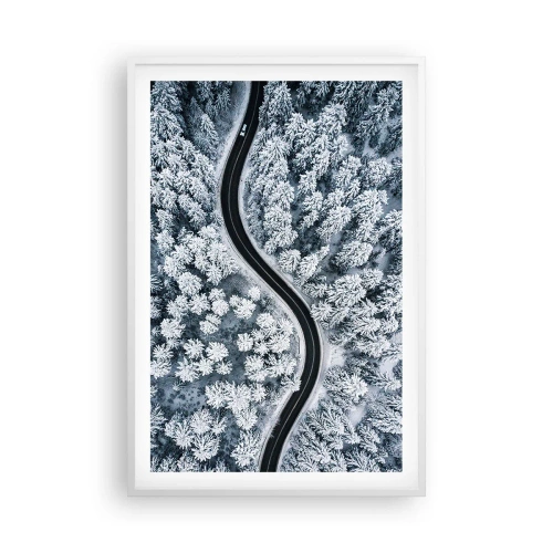 Poster in einem weißen Rahmen - Durch den Winterwald - 61x91 cm