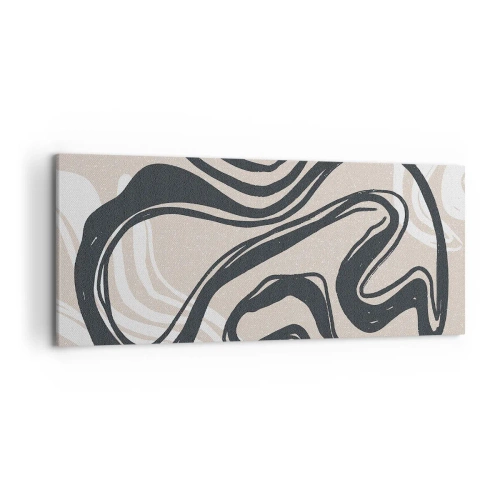 Bild auf Leinwand - Leinwandbild - Abstrakte Linien in dunklen Farbtönen auf beigem Hintergrund - 120x50cm - Vervielfachter Ausdruck - Moderne Wanddekoration für Wohnzimmer und Schlafzimmer ARTTOR