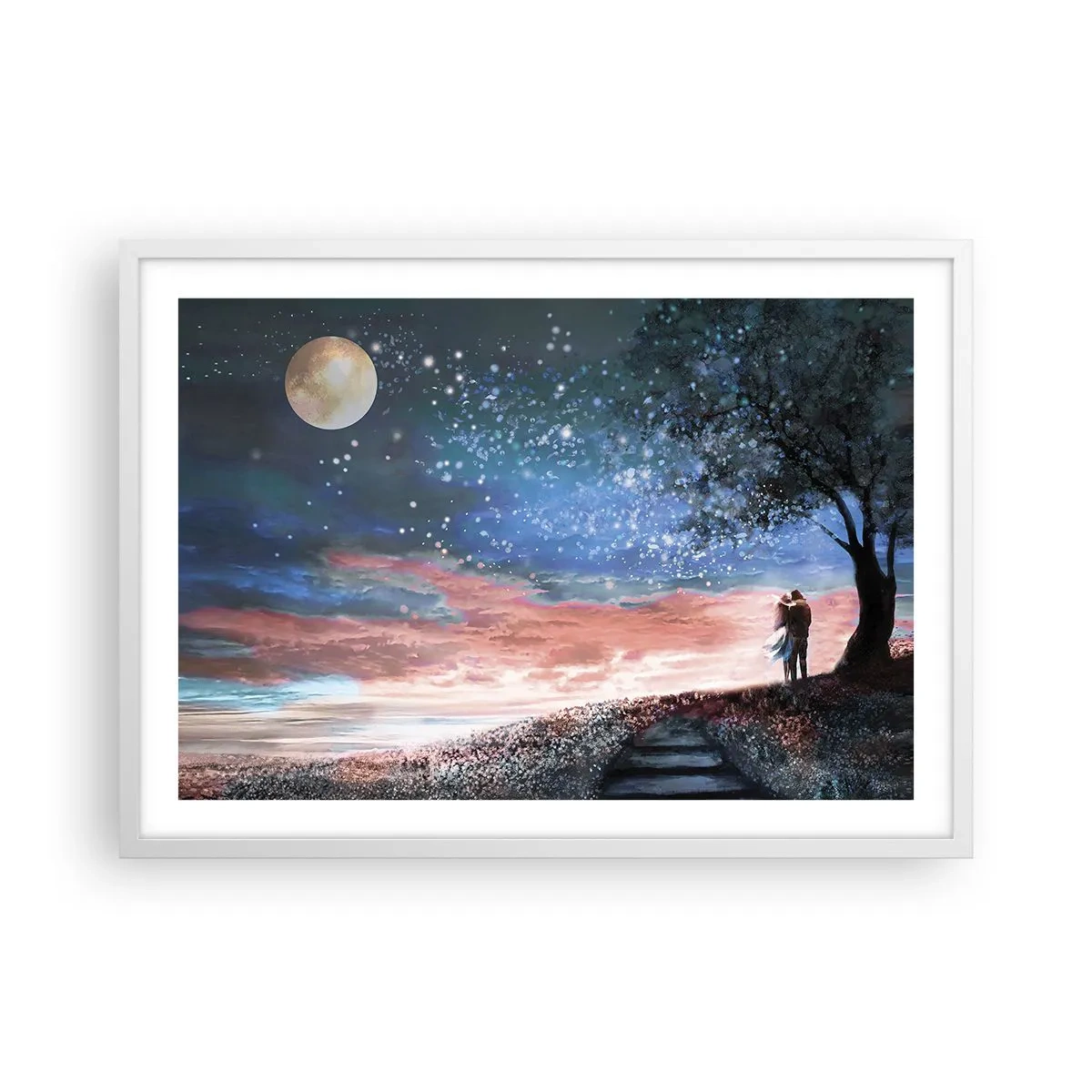 Poster in einem weißen Rahmen - Ein sternenklares Spektakel - 70x50 cm