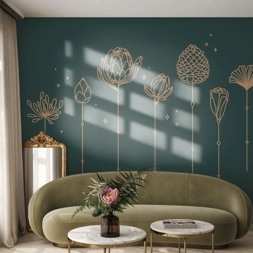 Fototapete Premium Sand - Familie ZIÓŁkowski - Blumen, Art Deco, Minimalistisch - 250x175 cm