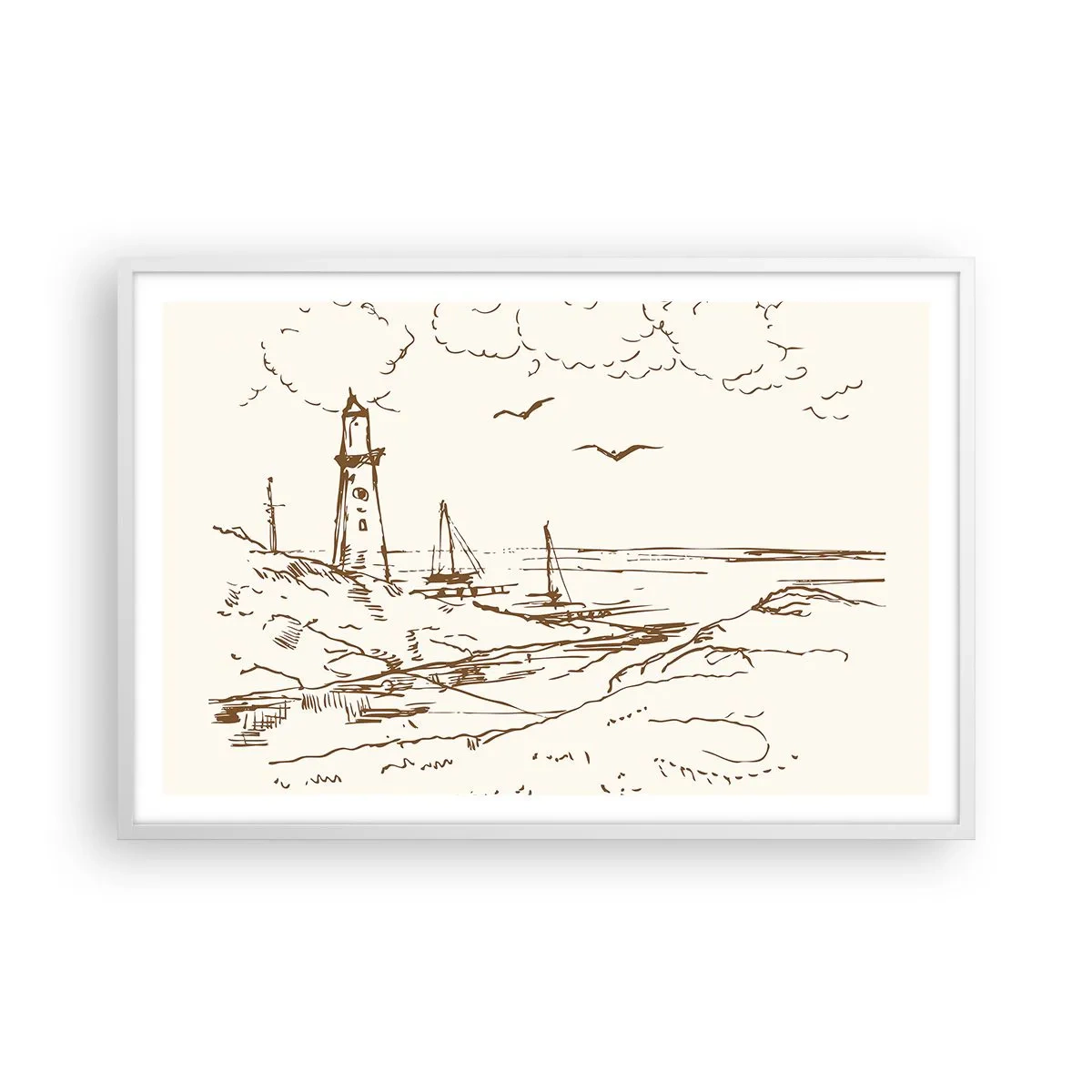 Poster in einem weißen Rahmen - Ein Überblick über die Erinnerungen an den Sommer - 91x61 cm