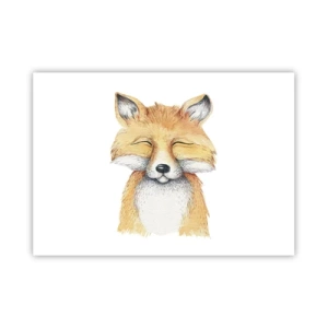 Poster - Ein Aquarellfuchs mit einem Lächeln im minimalistischen Stil - 100x70cm - Fuchsstimmungen - Moderne Wanddekoration für Wohnzimmer und Schlafzimmer ARTTOR