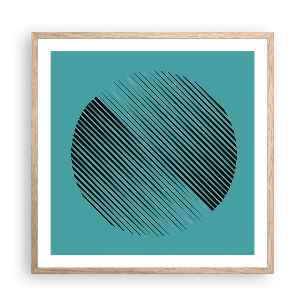Poster in einem Rahmen aus heller Eiche - Kreis – eine geometrische Variante - 60x60 cm