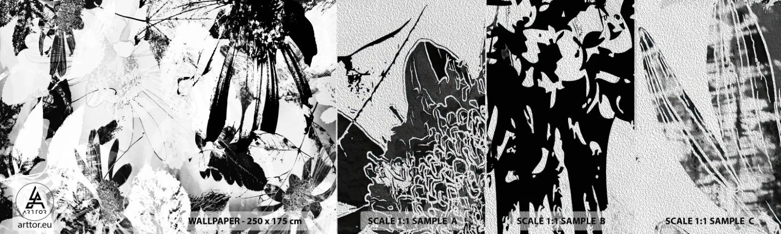 Fototapeten Muster Premium Sand - Herbst negativ - Abstraktion, Blumen, Grafik - 100x30 cm