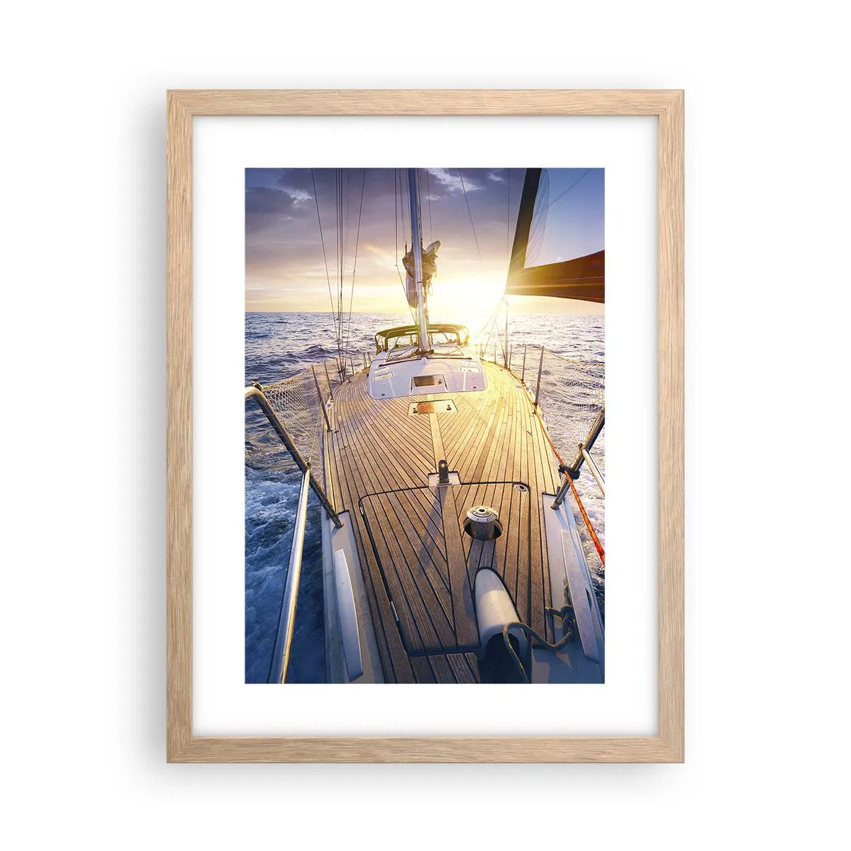 Poster in einem Rahmen aus heller Eiche - Laufen unter den Wellen - 30x40 cm