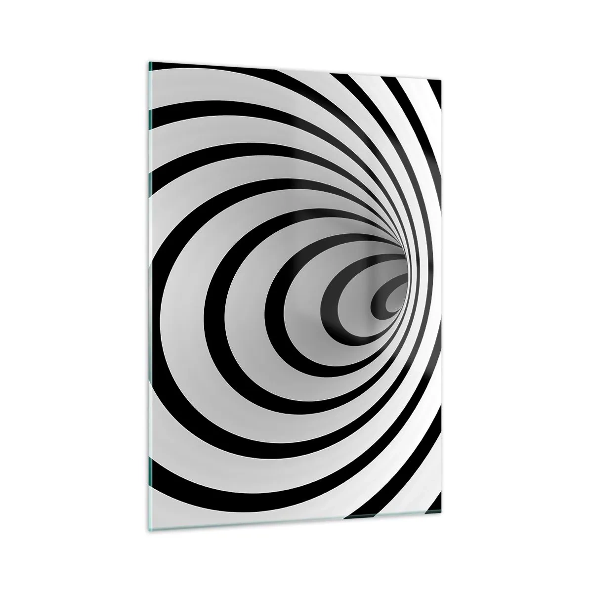 Glasbild - Bild auf glas - Abstraktes Spiralmuster in Schwarz und Weiß - 50x70cm - Sie können dem auch nicht widerstehen? - Moderne Wanddekoration für Wohnzimmer und Schlafzimmer ARTTOR