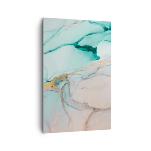 Bild auf Leinwand - Leinwandbild - Eine abstrakte Komposition in Türkis- und Goldtönen. - 80x120cm - Ein Tanz der Formen und Farben - Moderne Wanddekoration für Wohnzimmer und Schlafzimmer ARTTOR