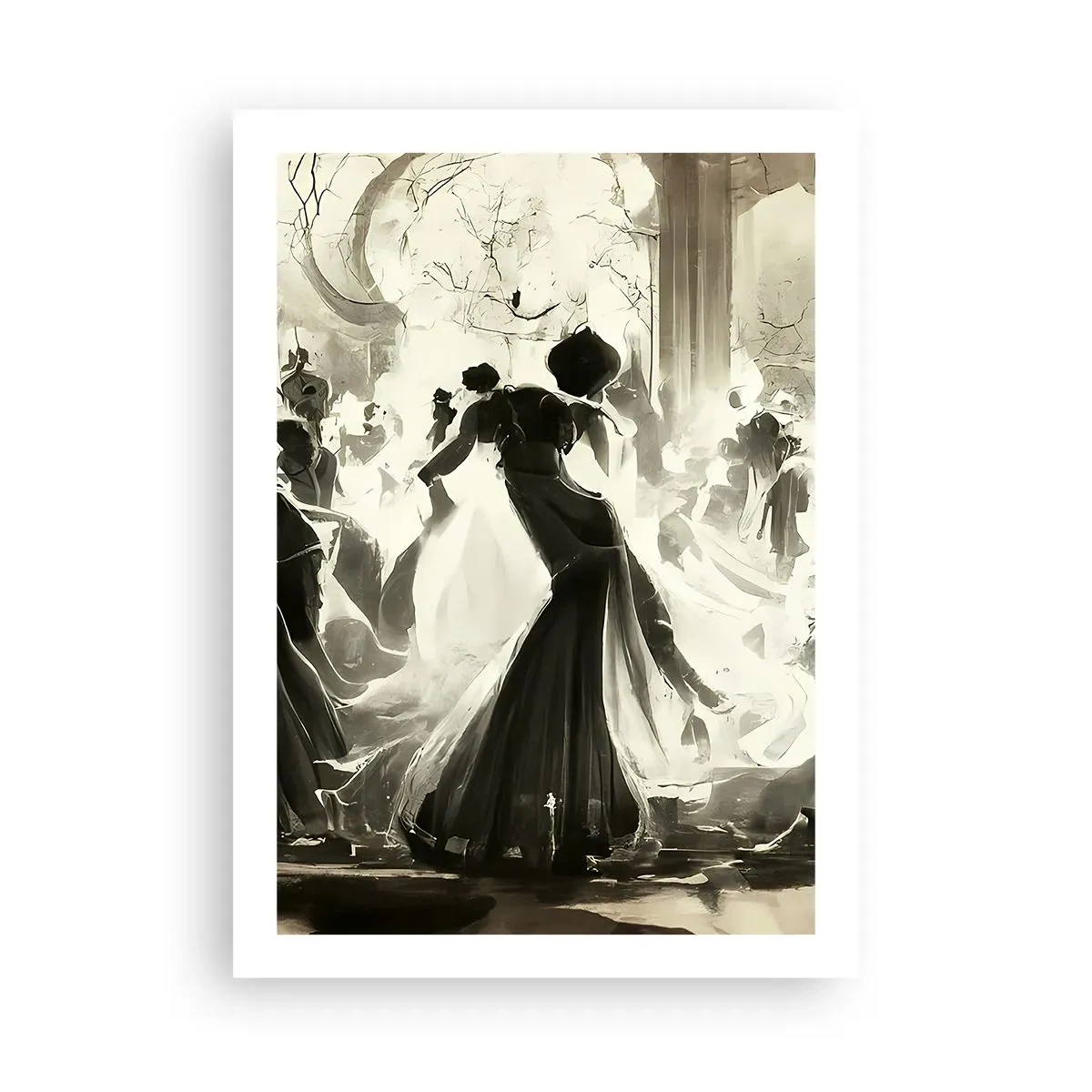 Poster - Ein eleganter Ball in Schwarz und Weiß - 50x70cm - Die große Maskerade - Moderne Wanddekoration für Wohnzimmer und Schlafzimmer ARTTOR