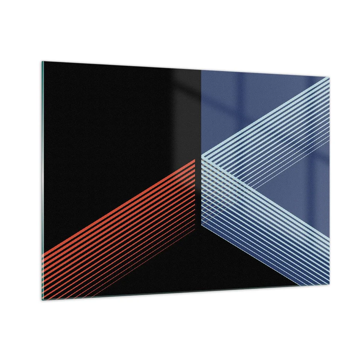 Glasbild - Bild auf glas - Eine moderne geometrische Komposition mit Linien und Farbkontrasten. - 100x70cm - Eine einfache Geschichte - Moderne Wanddekoration für Wohnzimmer und Schlafzimmer ARTTOR