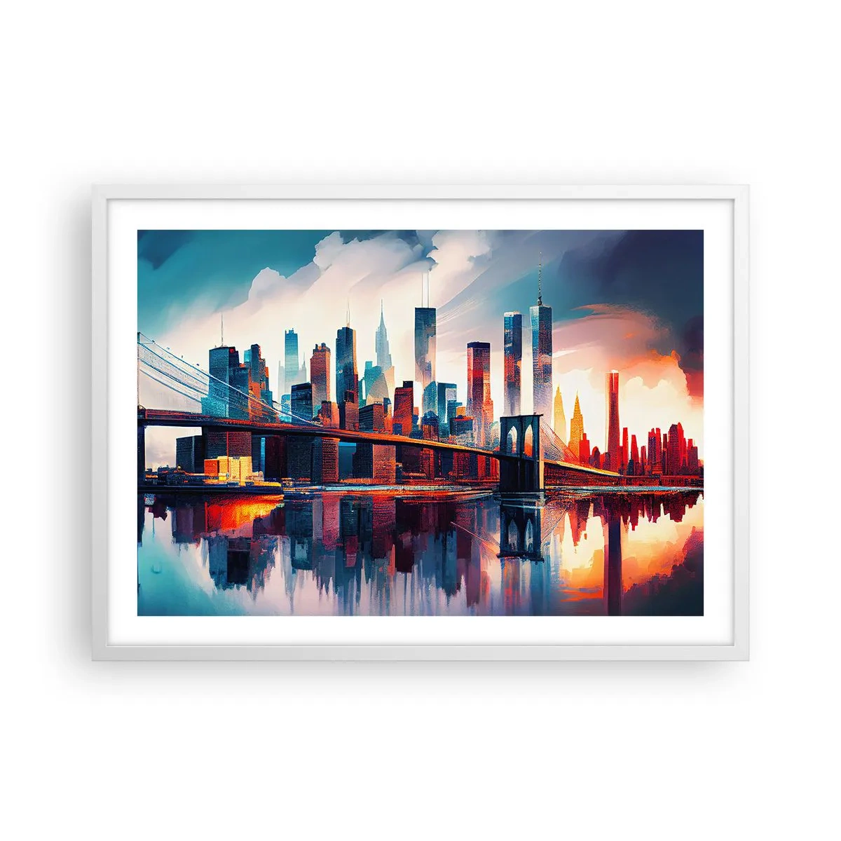 Poster in einem weißen Rahmen - Traumhaftes New York - 70x50 cm