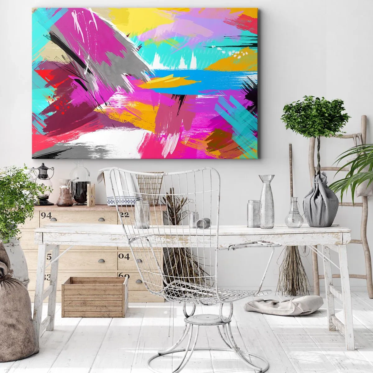Bild auf Leinwand - Leinwandbild - Dynamische Abstraktion in intensiven Farben - 70x50cm - Und nochmal und nochmal und nochmal wieder - Moderne Wanddekoration für Wohnzimmer und Schlafzimmer ARTTOR