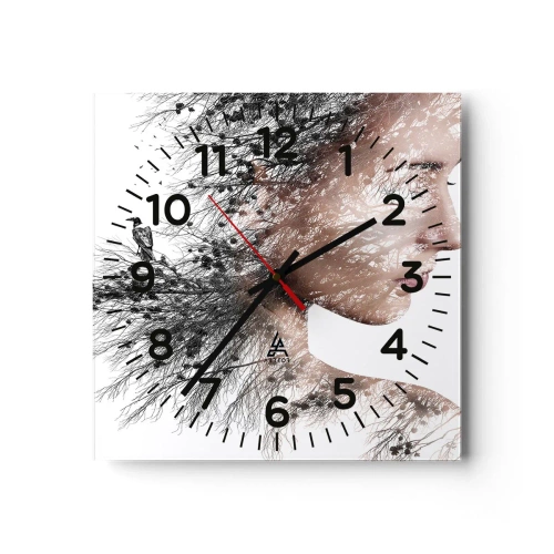 Wanduhr - Glasuhr - Der Geist des Waldes - 40x40 cm