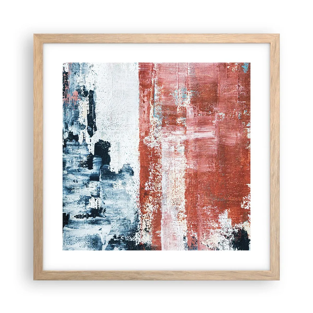 Poster in einem Rahmen aus heller Eiche - Fünfzig-Fünfzig abstrakt - 40x40 cm