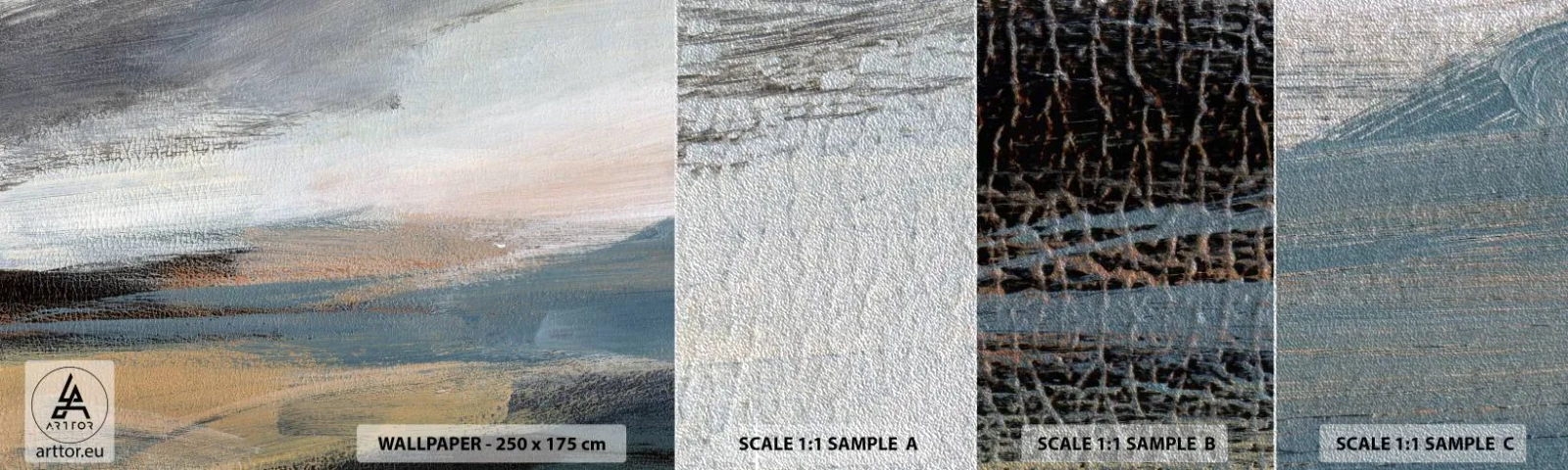 Fototapeten Muster Premium Sand - Abstraktion: nördliche Landschaft - Stück, Abstraktion, Minimalismus - 100x30 cm