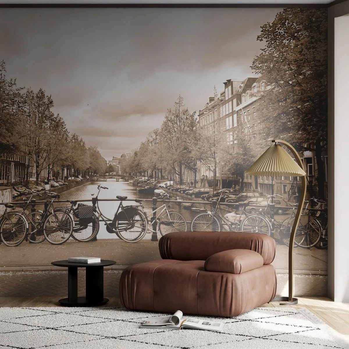 Fototapete Premium Sand - Niederländische Atmosphäre - Stadt, Amsterdam, Fahrrad - 300x210 cm