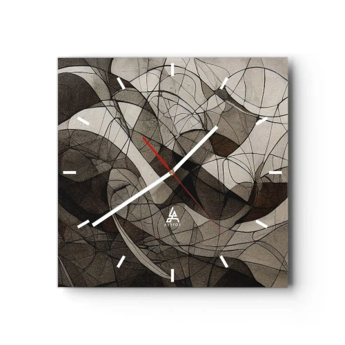 Wanduhr - Glasuhr - Abstraktes Muster in Braun- und Erdtönen - 30x30cm - Zirkulation von Erdfarben - Moderne Wanddekoration für Wohnzimmer und Schlafzimmer ARTTOR