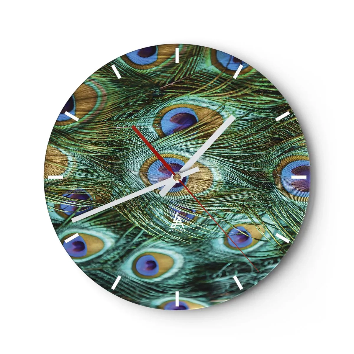 Wanduhr - Glasuhr - Ein Blick mit Pfauenaugen - 40x40 cm