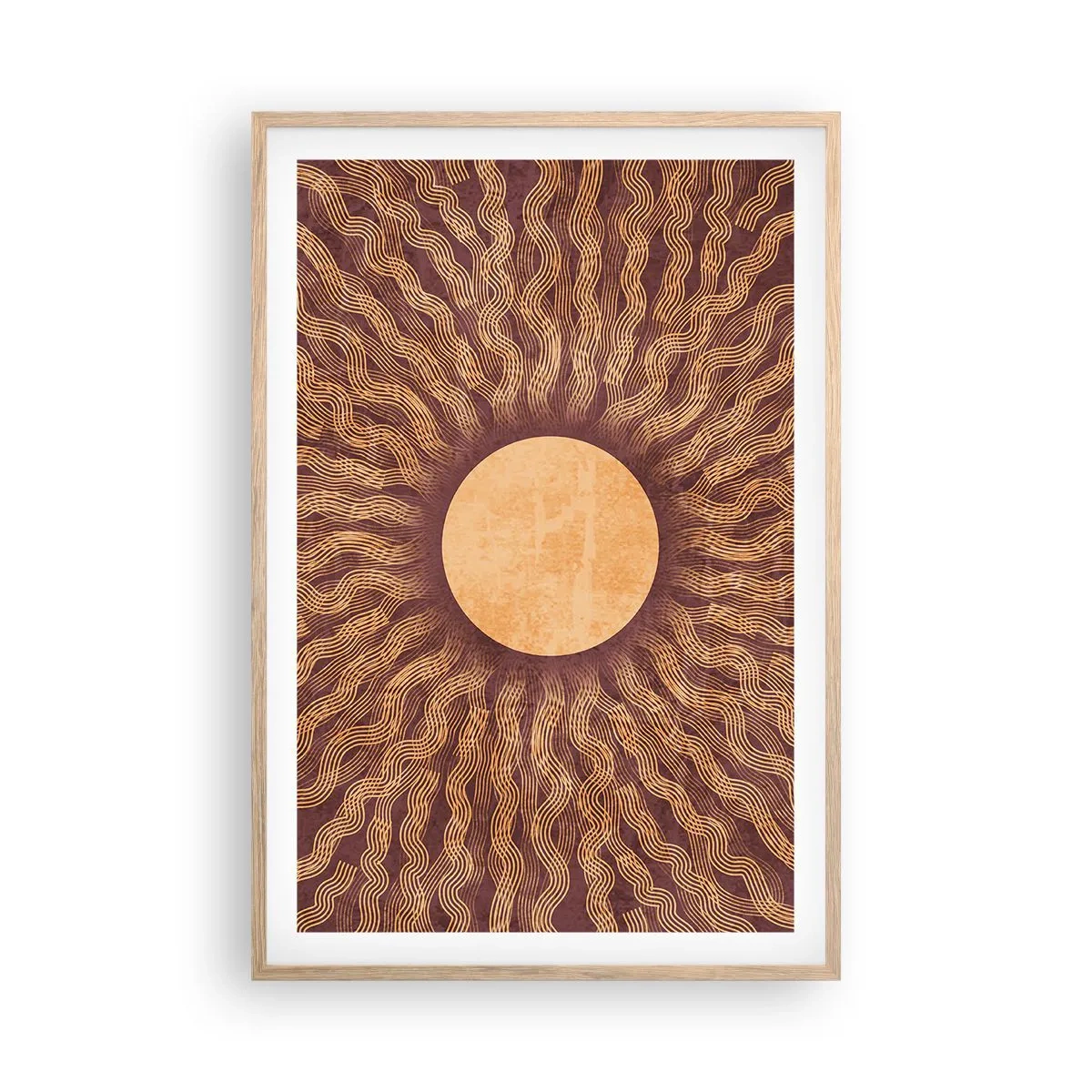 Poster in einem Rahmen aus heller Eiche - Sonnensymbol - 61x91 cm